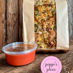 Poppi’s Place - Jalapeño & Bacon Cheesy Bread with Marinara Sauce