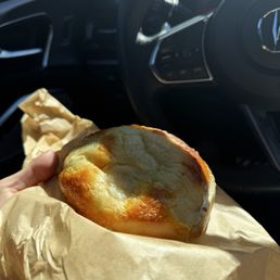 My "jalapeño cheddar" bagel lol My "jalapeño cheddar" bagel lol