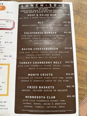 Menu photo 5 Marge’s Diner Ottertail, MN