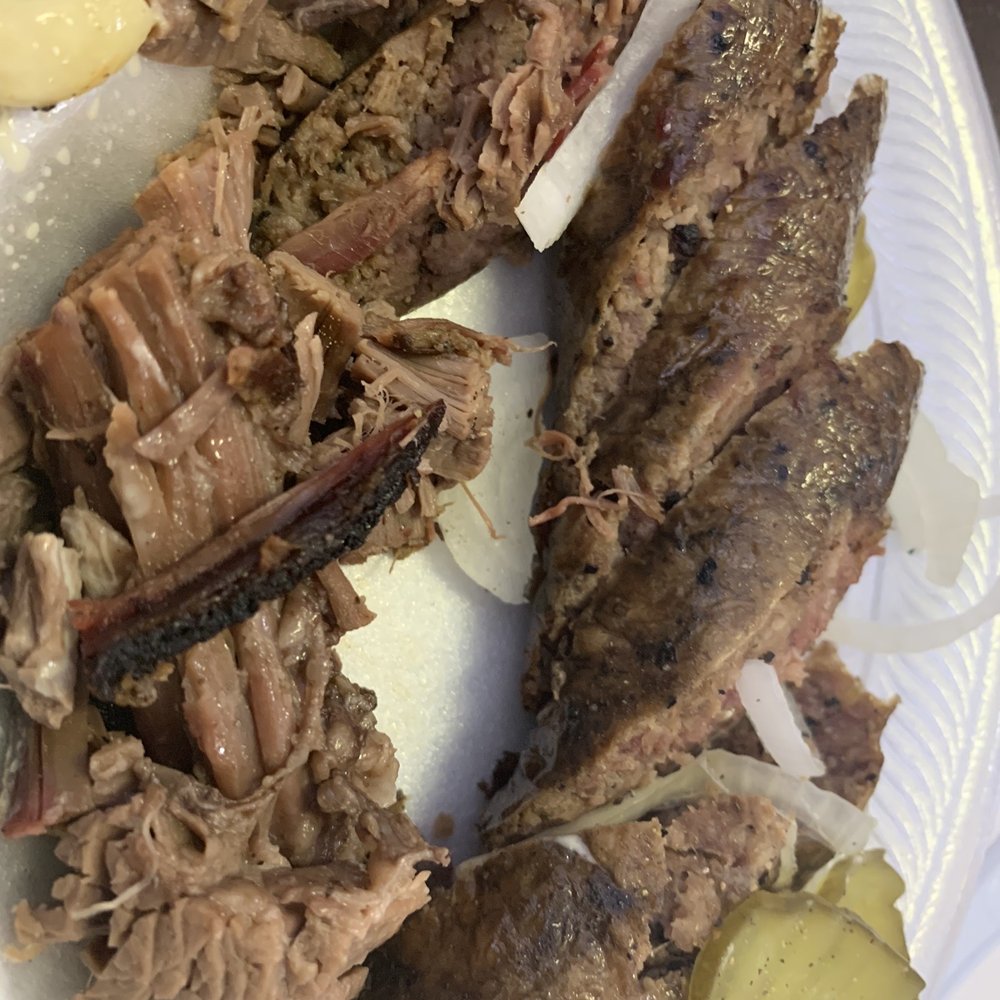 Longorias BBQ - 2 Meat Comb Brisket Sausage Macaroni Salad Chopped Brisket Potato Salad - Barbeque Near Me - Fort Worth, Texas Longorias BBQ - 2 Meat Comb Brisket Sausage Macaroni Salad Chopped Brisket Potato Salad - Barbeque Near Me - Fort Worth, Texas