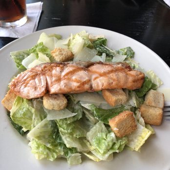 Go Fish Restaurant - Caesar Salad with Grilled Salmon-excellent! - Seafood Near Me - Stonington, Connecticut Go Fish Restaurant - Caesar Salad with Grilled Salmon-excellent! - Seafood Near Me - Stonington, Connecticut