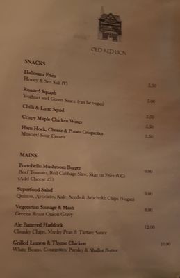 Menu photo 6 The Old Red Lion London, XGL Menu photo 6 The Old Red Lion London, XGL