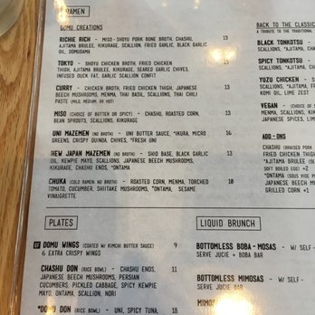 DOMU - Part 1 of menu - Ramen Near Me - Jacksonville, Florida