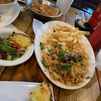 La Panga De Mejj - Fried calamari and the amazing salad with pineapple! - Mexican Near Me - Houston, Texas La Panga De Mejj - Fried calamari and the amazing salad with pineapple! - Mexican Near Me - Houston, Texas