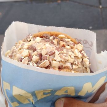 CREAM - Mocha fudge espresso ice cream in a peanut butter cookie sandwich. Almond topped. (+_+) Happy Halloween! 2019 - Ice Cream & Frozen Yogurt Near Me - San Jose, California CREAM - Mocha fudge espresso ice cream in a peanut butter cookie sandwich. Almond topped. (+_+) Happy Halloween! 2019 - Ice Cream & Frozen Yogurt Near Me - San Jose, California