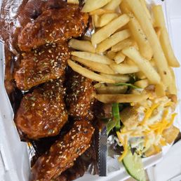 Korean style lunch box (fries and salad) Korean style lunch box (fries and salad)