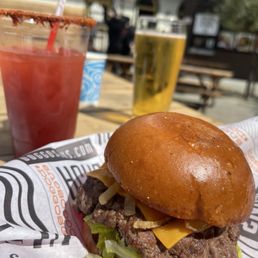 Wagyu burger - just ok. Michelada was good. Wagyu burger - just ok. Michelada was good.