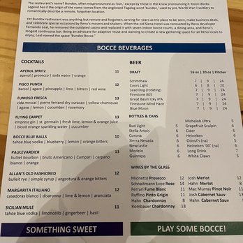Bundox Bocce - Menu - Bocce Ball Near Me - Reno, Nevada
