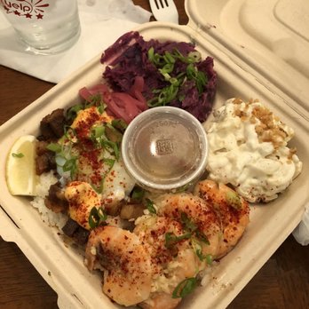 Barkada Edmonds - Mixed plate - sisig and shrimp - Filipino Near Me - Edmonds, Washington