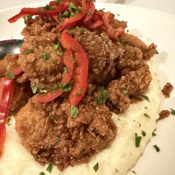 Bourbons Bistro - Fried spicy oysters and grits - Southern Near Me - Louisville, Kentucky