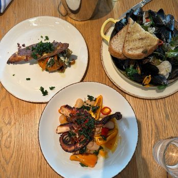 Small Batch - Fried goat cheese, leek & anchovies  Octopus appetizer Steamed mussels - New American Near Me - Garden City, New York