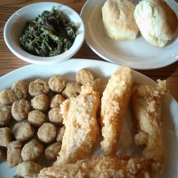 Cracker Barrel Old Country Store - Friday fish special. Cod and 2 sides (okra and collards). - Breakfast & Brunch Near Me - Morrow, Georgia