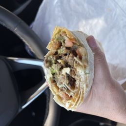 Inside the Gringo Burrito - carne asada, guacamole