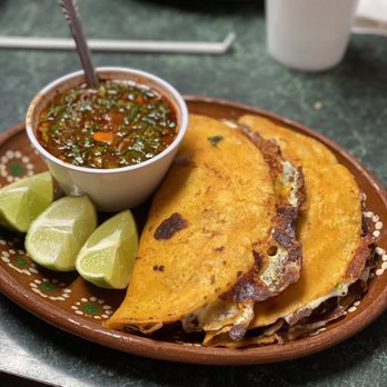 3 De Mayo - Quesadillas 3 de Mayo (traditional birria tacos)- PHENOMENAL!! A must get on your first (and probably every) visit - Mexican Near Me - Pontoon Beach, Illinois 3 De Mayo - Quesadillas 3 de Mayo (traditional birria tacos)- PHENOMENAL!! A must get on your first (and probably every) visit - Mexican Near Me - Pontoon Beach, Illinois