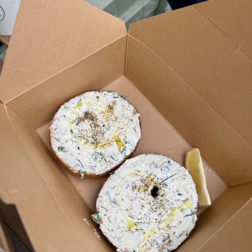 Tabor Bread - Cacio e Pepe bagel w/ herby cream cheese - Bakeries Near Me - Portland, Oregon Tabor Bread - Cacio e Pepe bagel w/ herby cream cheese - Bakeries Near Me - Portland, Oregon