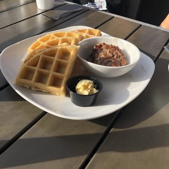 Cornerstone - Waffles with side of sausage - American Near Me - Asheville, North Carolina