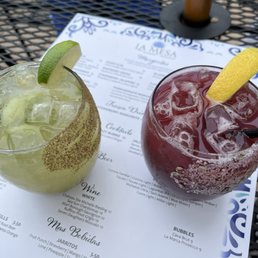 Cucumber jalapeño and blueberry lavender margarita