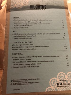 Menu photo 2 Mil Grito's Barcelona, B