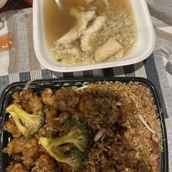 Golden House Kitchen - General Tso's chicken, and chicken rice soup