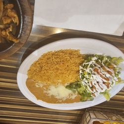 Aye Toro Tacos & Tequila - Rice, refried beans and salad