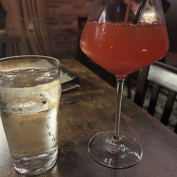 Midlina - strawberry aperol spritz- strawberry syrup and ice cubes - Speakeasies Near Me - Baltimore, Maryland