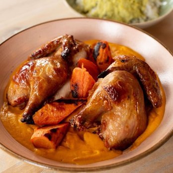Barrel Heart Brewing - Cornish hen with roasted carrot harissa purée - Brewpubs Near Me - Hamilton, Ontario Barrel Heart Brewing - Cornish hen with roasted carrot harissa purée - Brewpubs Near Me - Hamilton, Ontario