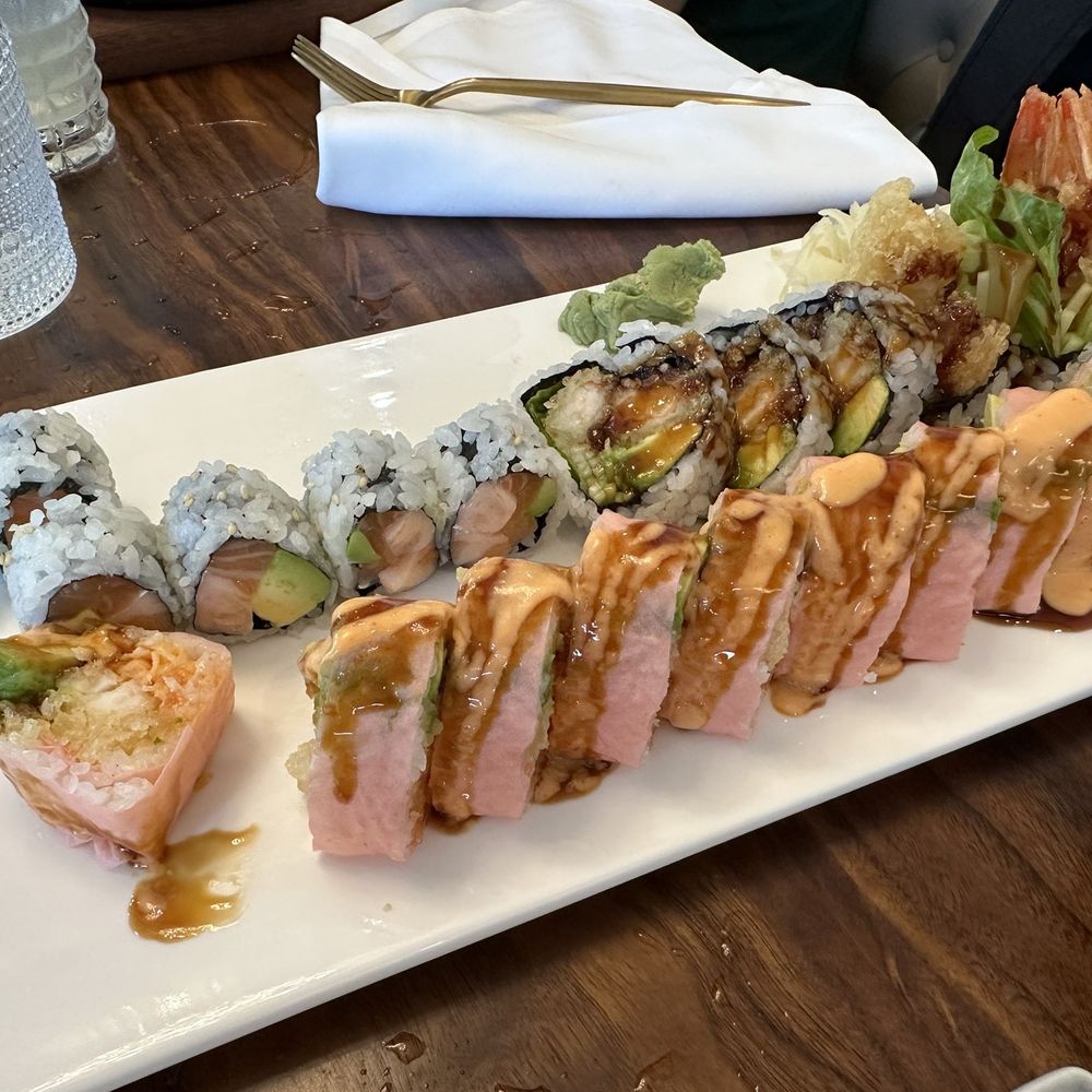 At The Rooftop - Sakura roll, salmon avocado, and shrimp tempura. - Cocktail Bars Near Me - Canton, Connecticut