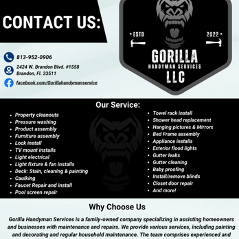 Gorilla Handyman Services - Handyman Near Me - Brandon, Florida Gorilla Handyman Services - Handyman Near Me - Brandon, Florida