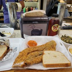 Od's Fish House - Catfish, Greens, Mac and Cheese, Sweet Tea (not pictured: seafood salad...but lawd get that too!)