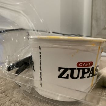Café Zupas - Not fully secured soup bowl - Sandwiches Near Me - Riverton, Utah