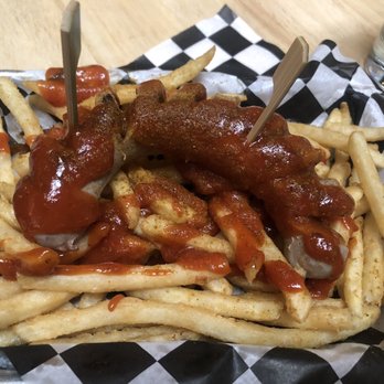 Rhein Haus - Currywurst & frites with curry ketchup the kitchen squirted all over the top. It's really good but I don't they shouldn't put the ketchup on - Bars Near Me - Denver, Colorado Rhein Haus - Currywurst & frites with curry ketchup the kitchen squirted all over the top. It's really good but I don't they shouldn't put the ketchup on - Bars Near Me - Denver, Colorado