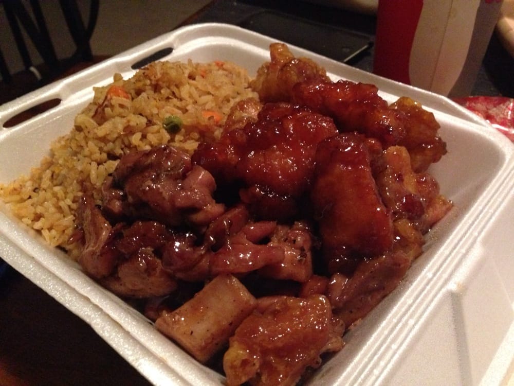 Jambalaya rice, bourbon chicken, orange chicken and general tso's chicken Yelp