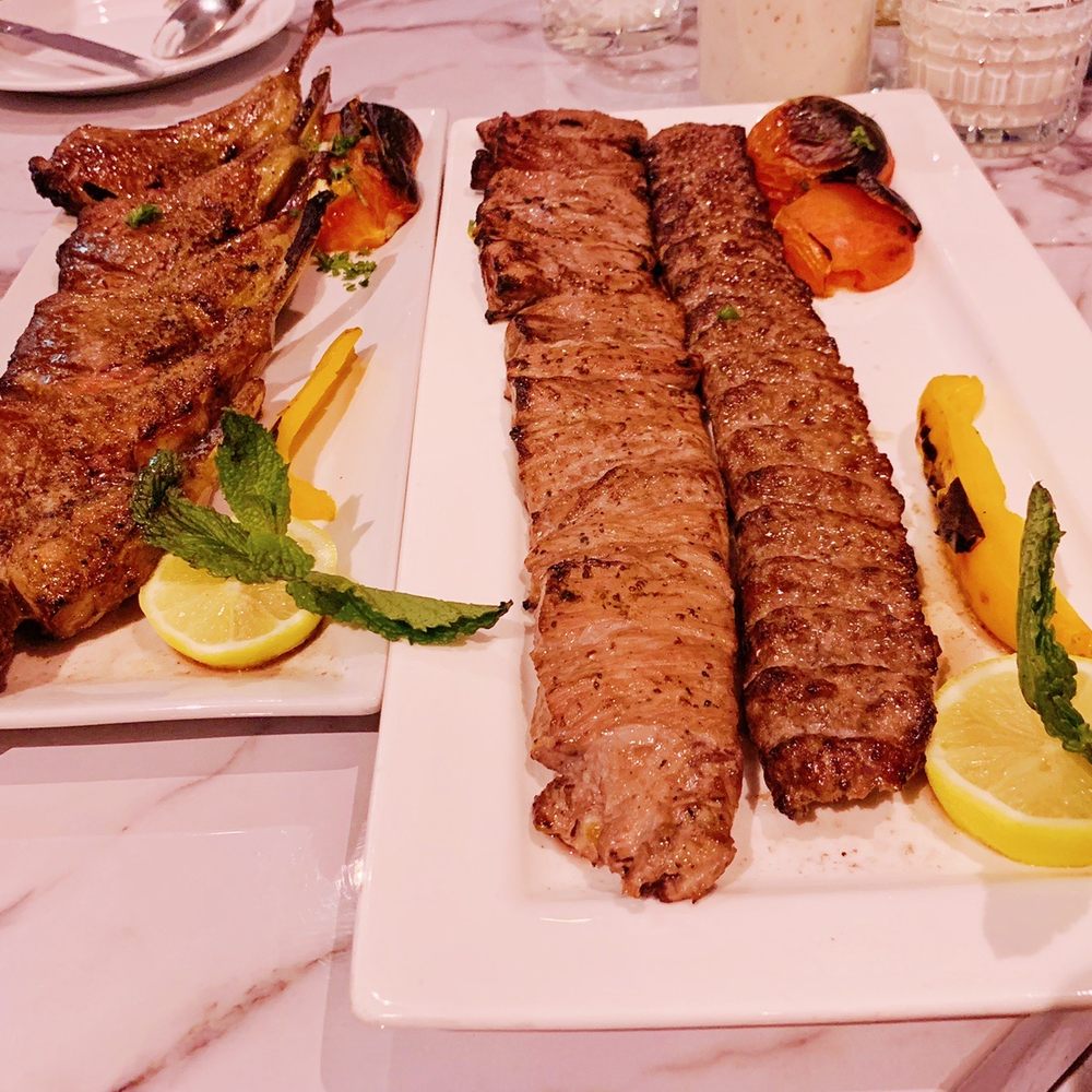 Darbar Persian Grill - Shishlik (lamb chop) and Sultani kebab (A Skewer of ground beef, & A Skewer of Tenderloin Veal Fille) - Persian/Iranian Near Me - Toronto, Ontario Darbar Persian Grill - Shishlik (lamb chop) and Sultani kebab (A Skewer of ground beef, & A Skewer of Tenderloin Veal Fille) - Persian/Iranian Near Me - Toronto, Ontario
