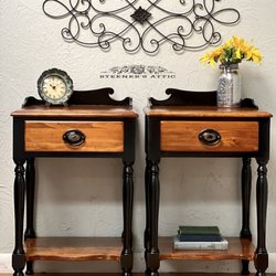 Steener’s Attic - Refinished set of Pine Nightstands with custom stain and paint