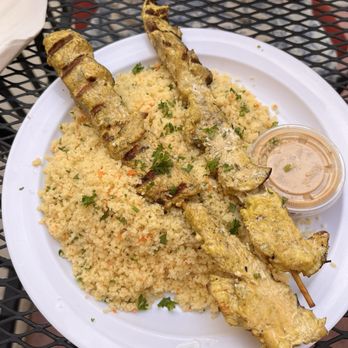 Dr Grubb's - Chicken Satay with warm Cous cous and apple garlic aioli - American Near Me - Claremont, California Dr Grubb's - Chicken Satay with warm Cous cous and apple garlic aioli - American Near Me - Claremont, California