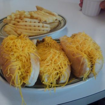 Dixie Chili - 3 delicious cheese coneys. - Fast Food Near Me - Newport, Kentucky Dixie Chili - 3 delicious cheese coneys. - Fast Food Near Me - Newport, Kentucky