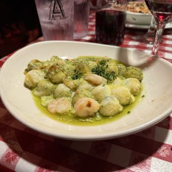 Sonny's Pizza & Pasta - Homemade Gnocchi with Pesto Cream Sauce (and added shrimp) - Pizza Near Me - San Clemente, California Sonny's Pizza & Pasta - Homemade Gnocchi with Pesto Cream Sauce (and added shrimp) - Pizza Near Me - San Clemente, California