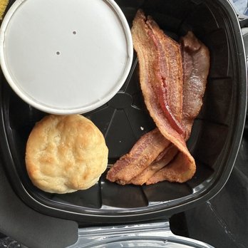 Wildflower Café - Homemade biscuits and gravy with 3 strips of bacon (in to-go tray) - Bakeries Near Me - Tulsa, Oklahoma Wildflower Café - Homemade biscuits and gravy with 3 strips of bacon (in to-go tray) - Bakeries Near Me - Tulsa, Oklahoma