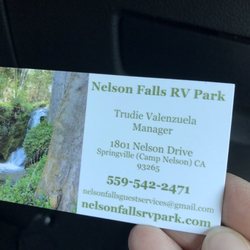 Nelson Falls RV Park - Contact info for the camp host