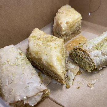 Rumi's Oasis - Traditional baklava 2 types pistachio circle shaped and diamond shaped - Bakeries Near Me - Elk Grove, California Rumi's Oasis - Traditional baklava 2 types pistachio circle shaped and diamond shaped - Bakeries Near Me - Elk Grove, California
