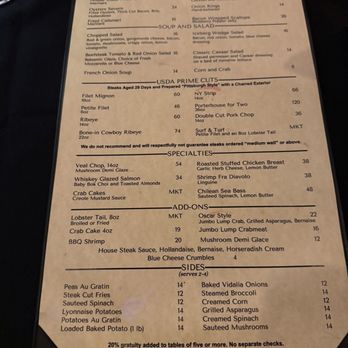 Vacca Steakhouse - Dinner menu - Steakhouses Near Me - Metairie, Louisiana Vacca Steakhouse - Dinner menu - Steakhouses Near Me - Metairie, Louisiana