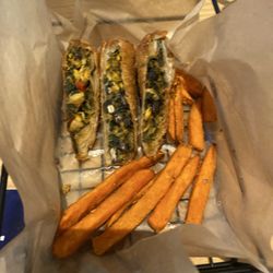 Southwest chicken egg rolls , sweet potato fries ,