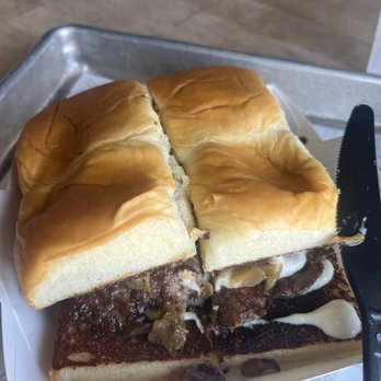 Dog Haus Biergarten - Long Beach - Hausburger with aioli, grilled onions and bacon. Delicious! $11.00 - Burgers Near Me - Long Beach, California