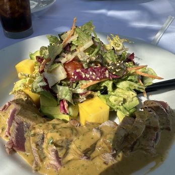 The River House - Ahi tuna salad...they seared the outside of the fish, didn't like that - Seafood Near Me - Palm Beach Gardens, Florida The River House - Ahi tuna salad...they seared the outside of the fish, didn't like that - Seafood Near Me - Palm Beach Gardens, Florida