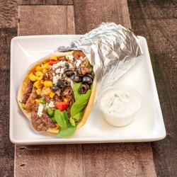 Bonanza Mediterranean Grill - Beef gyro pita bread sandwich