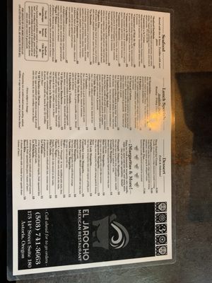 Menu photo 2 El Jarocho Mexican Restaurant Astoria, OR