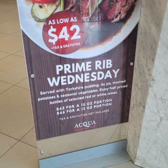 Acqua Restaurant & Bar - Prime Rib Thursday - Canadian (New) Near Me - Burnaby, British Columbia