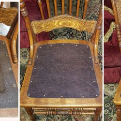 KK Art Designs & Restorations - A client came to me with this lovely chair but the leather had cracked and broken through.  We chose new leather and I rebuilt the structure