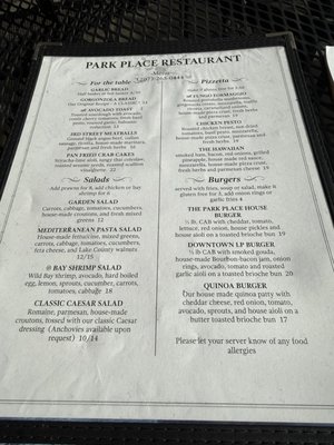 Menu photo 3 Park Place Restaurant Lakeport, CA