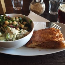 200 Degrees Coffee - Sausage roll and side salad with nitro cold brew coffee
